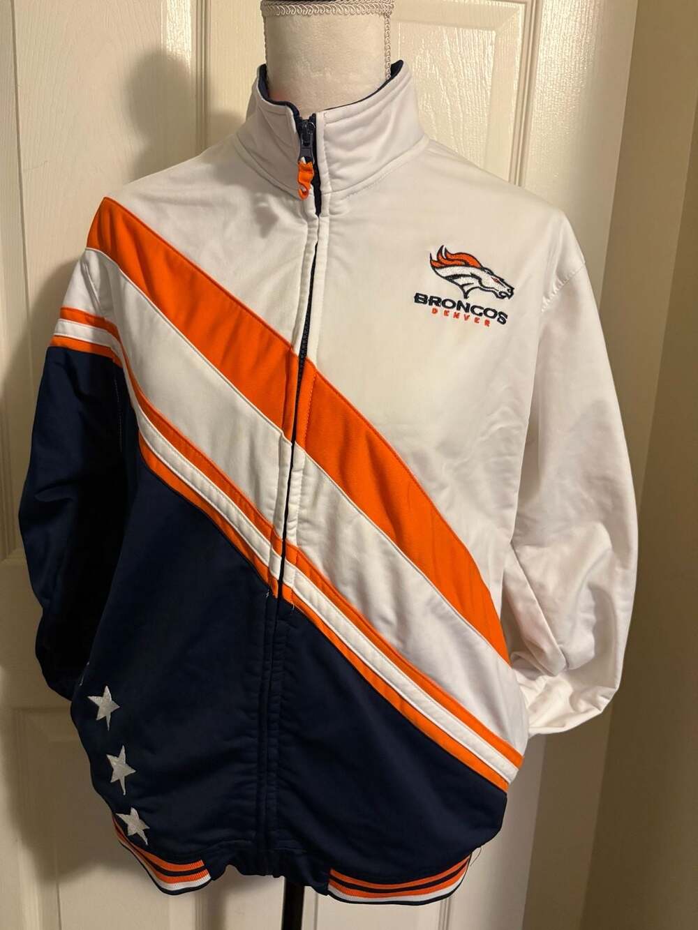 Vintage 90s Womens Denver Broncos NFL Pro Player Full-Zip Track Jacket